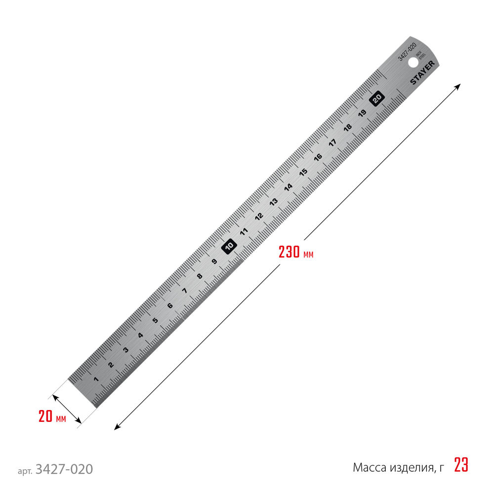 Линейка нержавеющая длина 0.2 м Professional STAYER 3427-020