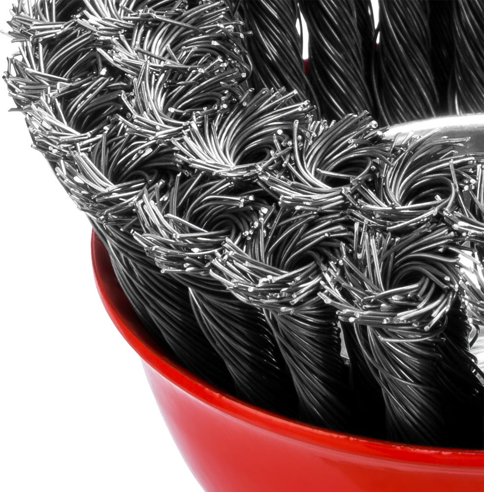 Чашечная щетка-крацовка для УШМ 120 мм, жгутированная стальная проволока 0.5 мм MIRAX 35104-120-2