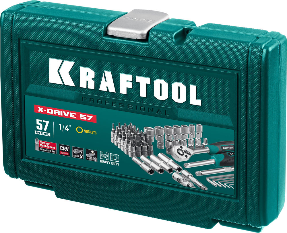 Набор инструмента универсальный 57 предм., (1/4) X-Drive KRAFTOOL 27885-H57