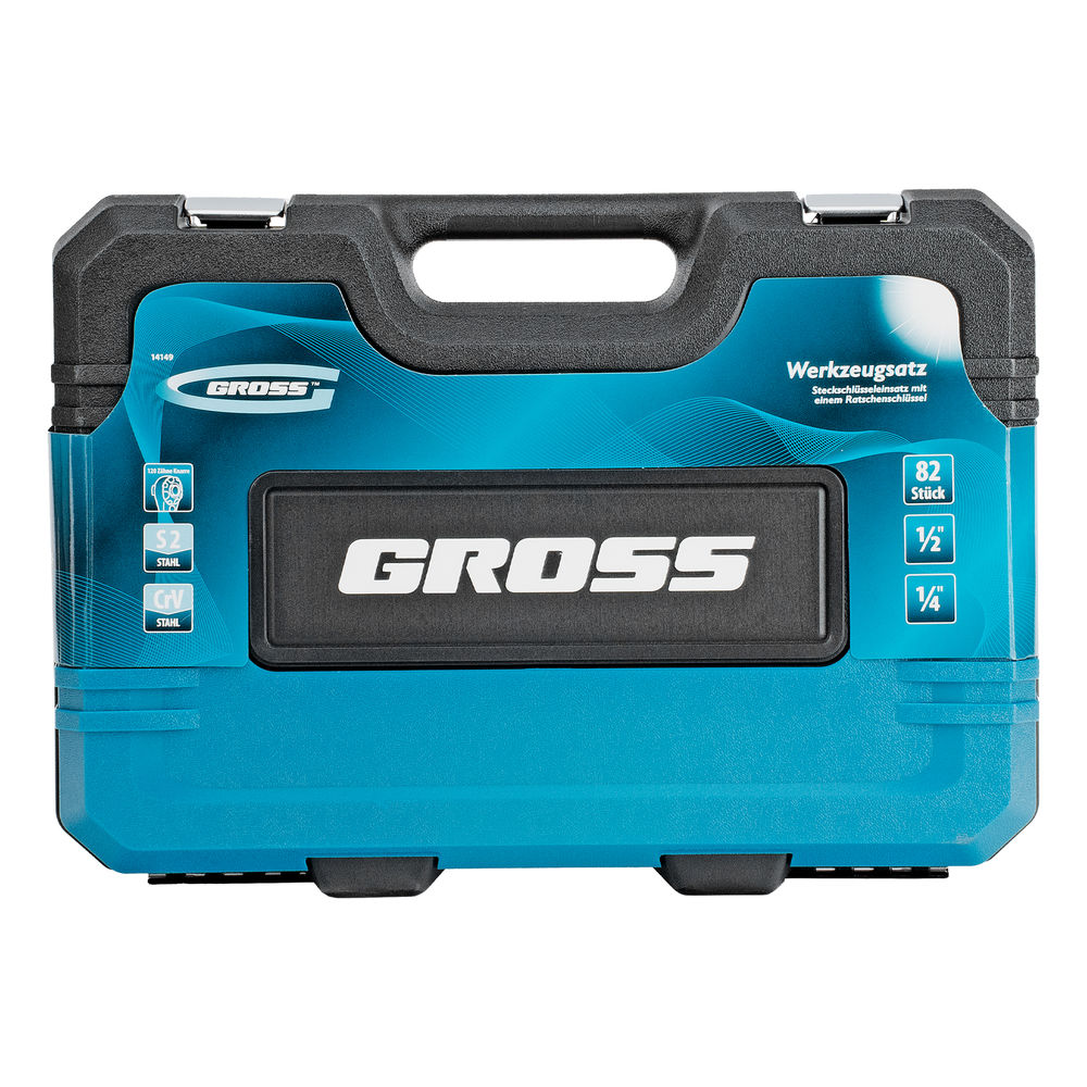 Набор инструментов, 1/4, 1/2, CrV, 120 зубьев, 82 предмета Gross