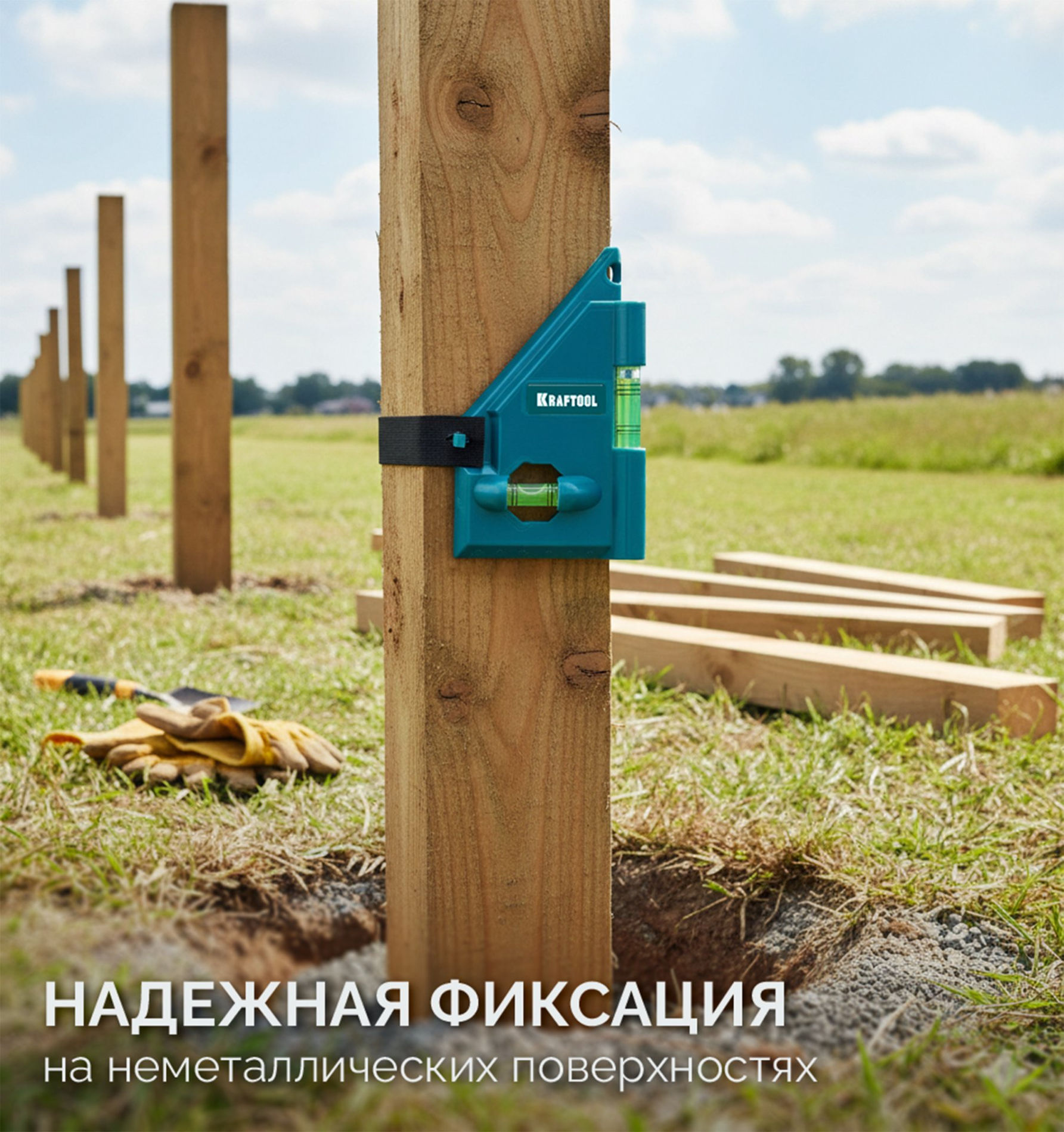 Магнитный угловой уровень POST-LEVEL, 3 глазка KRAFTOOL 34788_z01