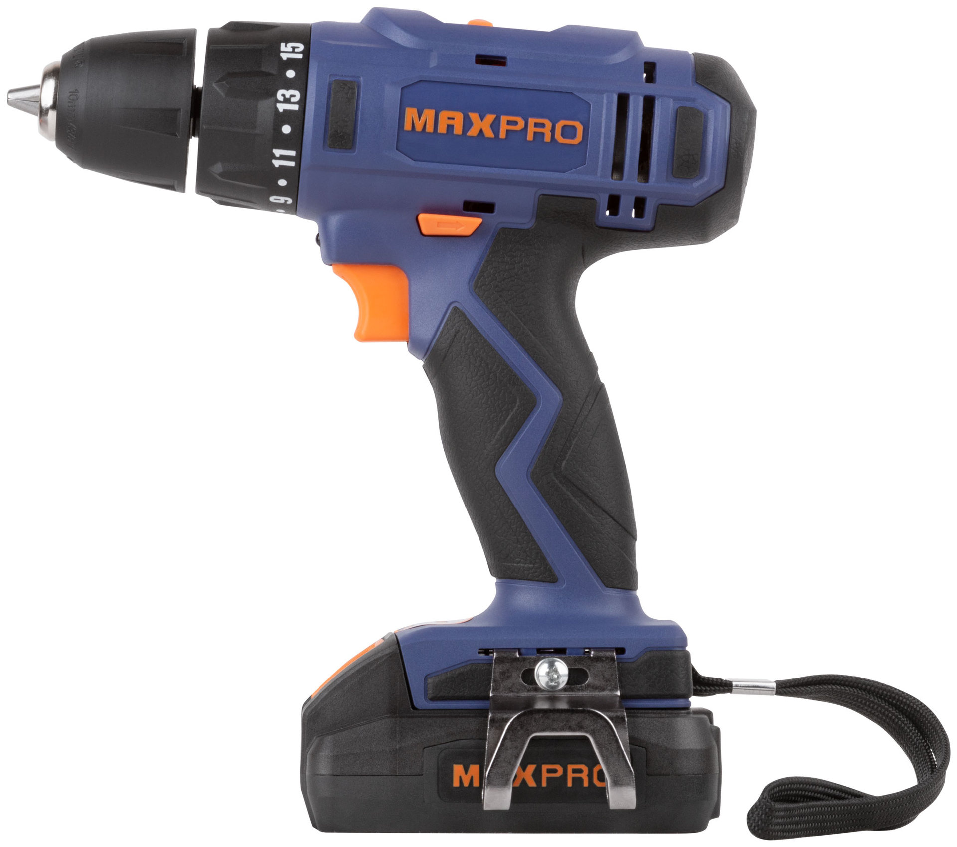 Дрель-Шуруповерт аккумуляторная 18 В; 0-350/0-1250 об/мин; 10 мм; 30 Нм; 2 батареи (Li-Ion) х1,5 Ач; 15+1; 1 ч.; регулировка оборотов MAX-PRO 85030