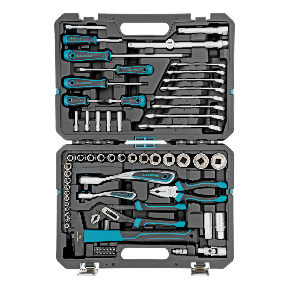 Набор инструментов, 1/4, 1/2, CrV, 120 зубьев, 76 предметов Gross