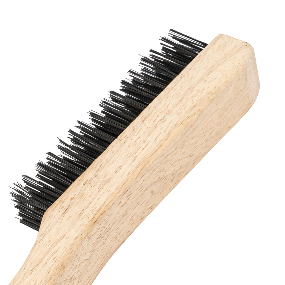 Щетка зачистная пятирядная, закаленная прямая проволока с деревянной ручкой Сибртех (74805)