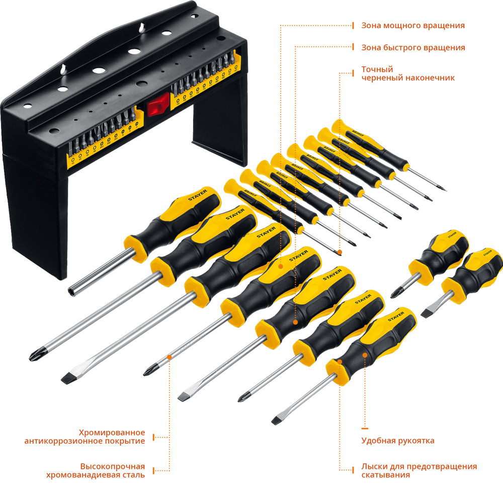 Набор отверток с насадками 37 предм. Hercules-Pro-37 STAYER 25312-H37