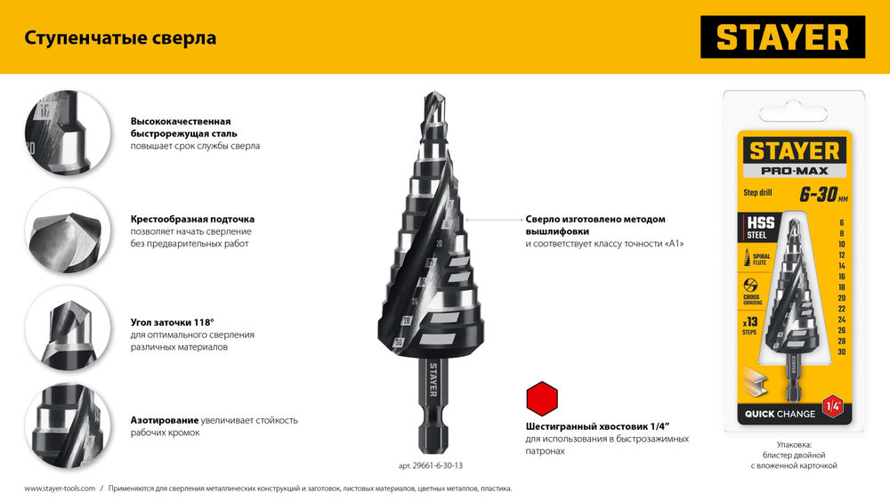 Сверло по стеклу и кафелю 2х кромка цилиндр хвостовик STAYER 8 мм 2986-08  