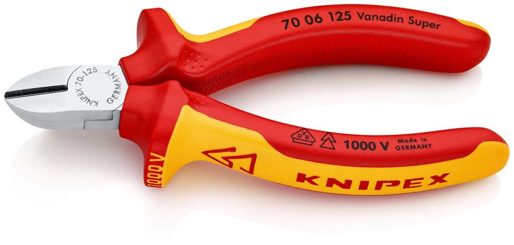 Бокорезы VDE, 125 мм, хром, 2-комп диэлектрические ручки (KN-7006125)