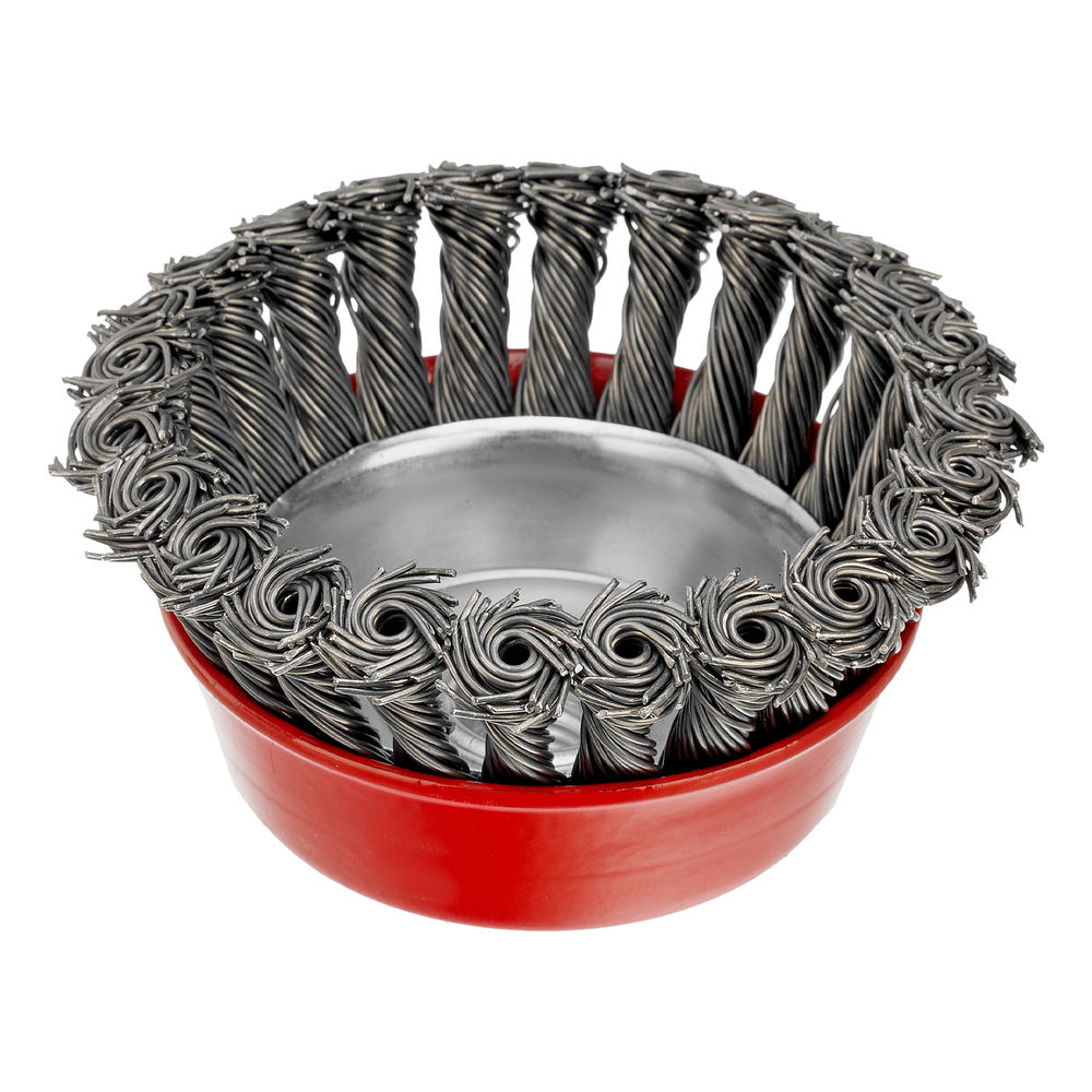 Щетка для УШМ, 100 мм, М14, чашка, крученая проволока 0.8 мм Matrix (74623)