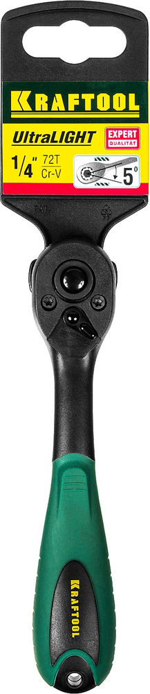 Трещотка 1/4, 72 зубца, пластиковое покрытие для торцовых головок KRAFTOOL 27796-1/4