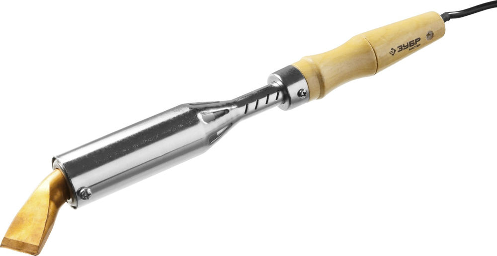 Электропаяльник Ceramic PRO 300 Вт, клин, высокомощный, деревянная рукоятка ЗУБР 55303-300