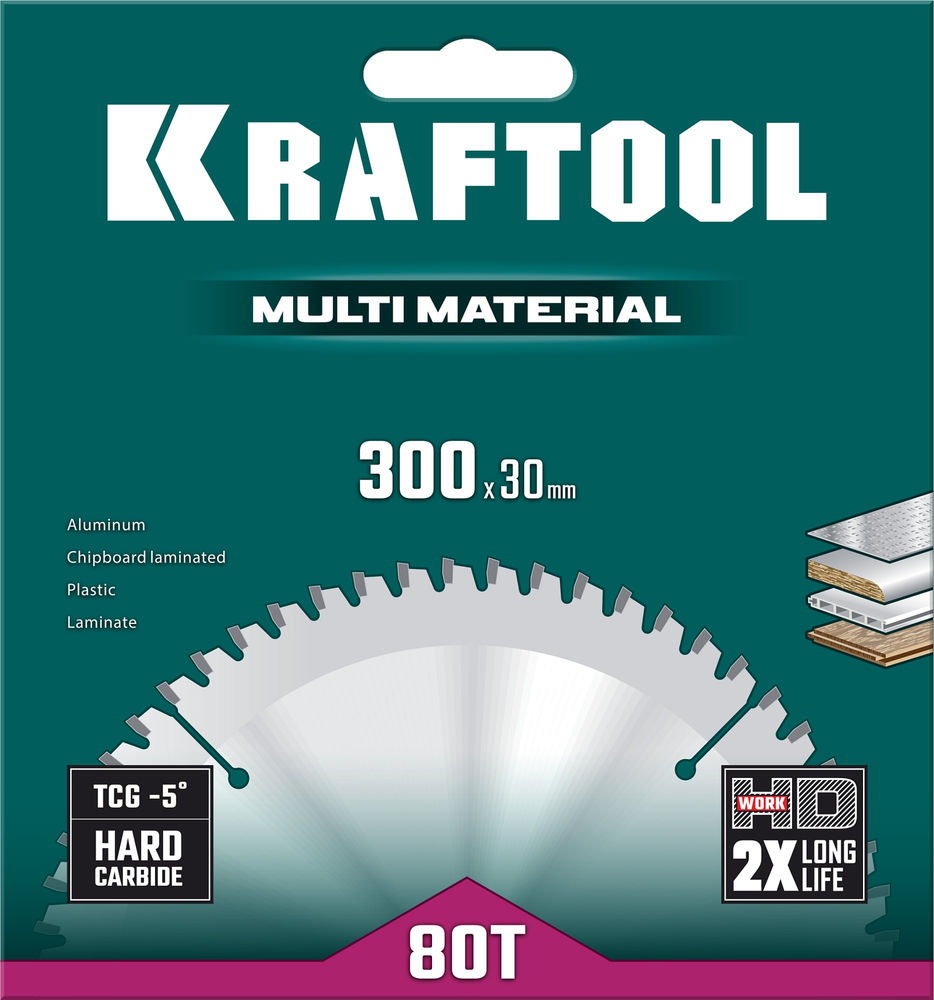 Пильный диск по алюминию Multi Material, 300 х 30 мм, 80Т KRAFTOOL 36953-300-30