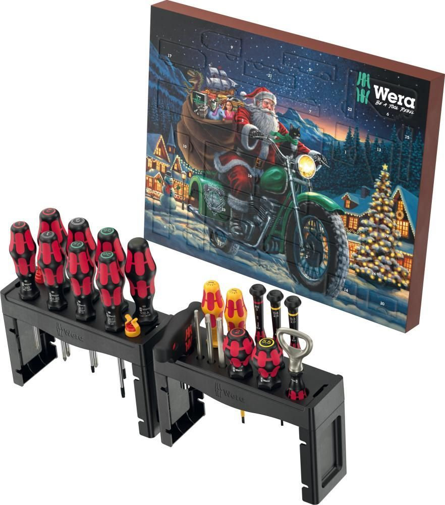 Wera Advent 2025 16 VE 1 Рождественский календарь, набор отвёрток, бит и отвёртки-битодержателя + 2 подставки, 28 пр. (WE-136610)
