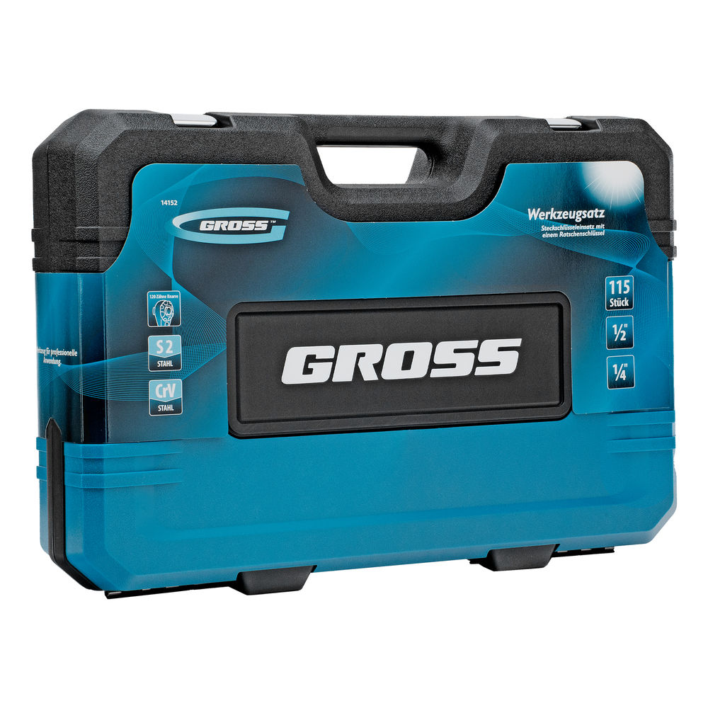 Набор инструментов, 1/4, 1/2, CrV, 120 зубьев, 115 предметов Gross