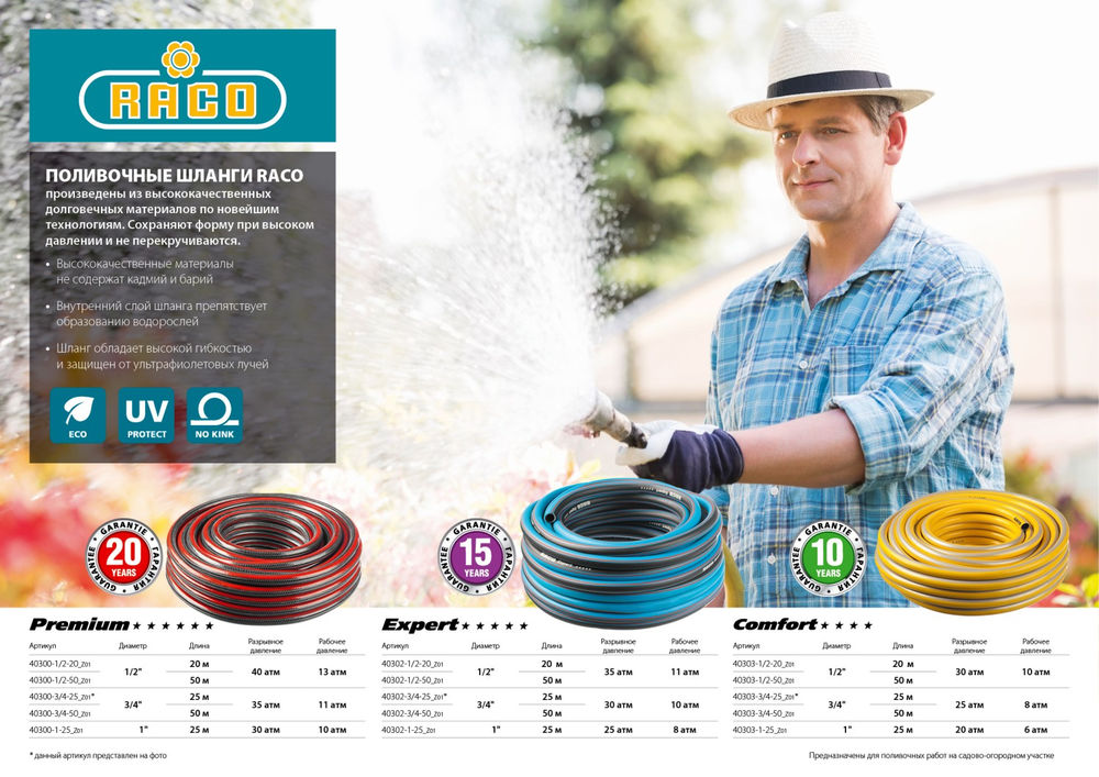 Поливочный шланг EXPERT 1, 25 м, 25 атм, четырёхслойный, армированный RACO 40302-1-25_z01