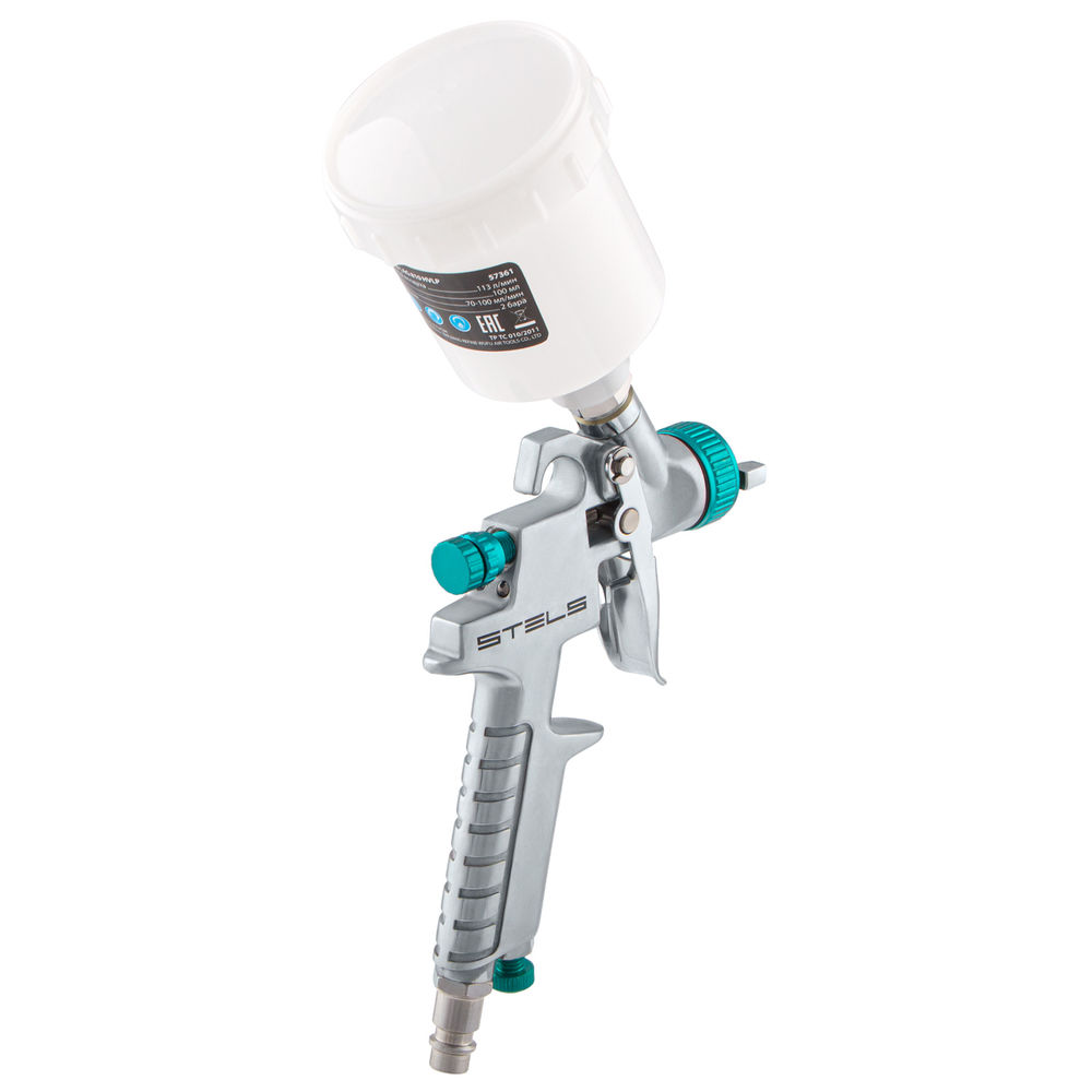 Краскораспылитель AG 810 HVLP, гравитационный, сопло 0.8 мм и 1 мм Stels (57361)