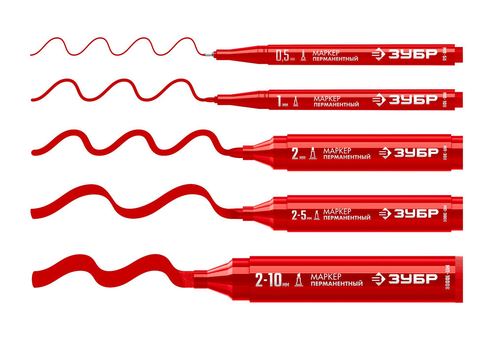 Перманентный маркер МП-100 красный, 1 мм ЗУБР 06320-3