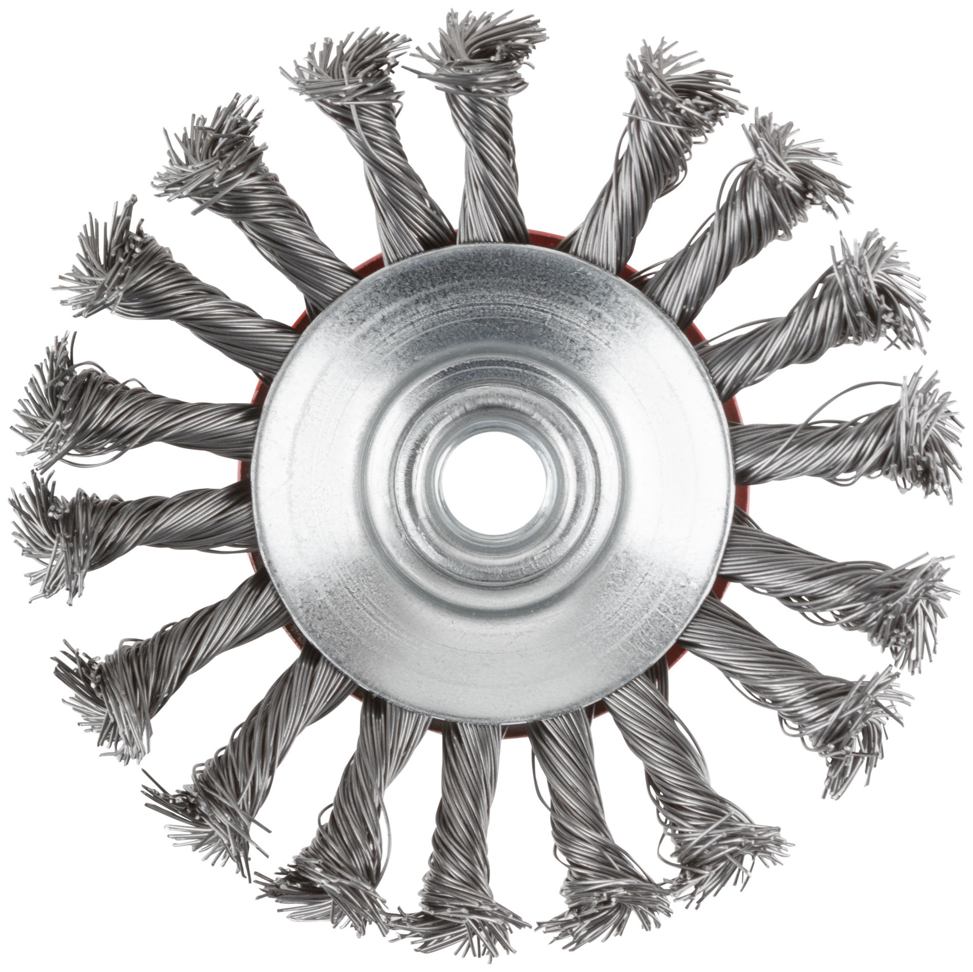 Корщетка-колесо с наклоном, гайка М14, стальная витая проволока 115 мм (39034)