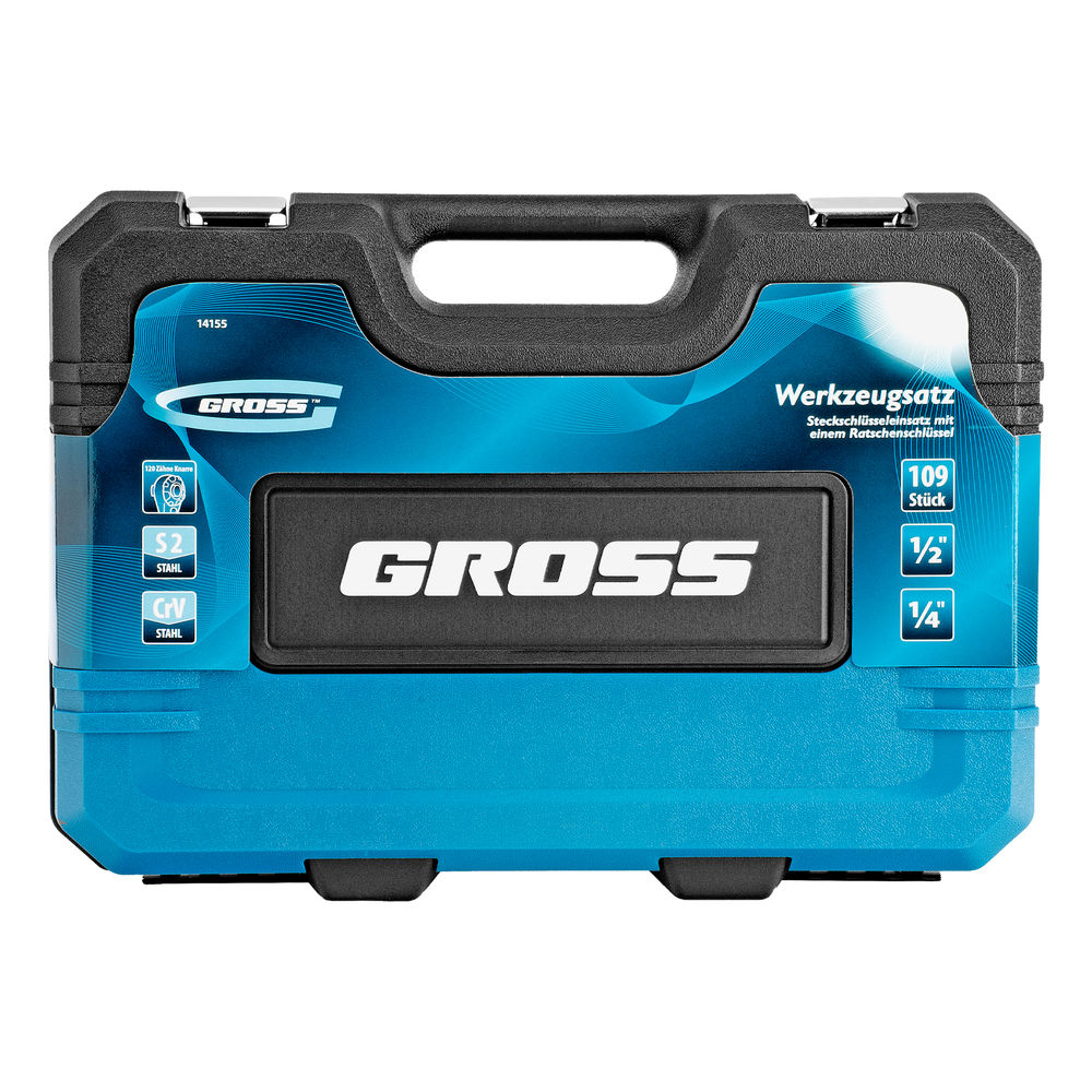 Набор инструментов, 1/4, 1/2, CrV, 120 зубьев, 109 предметов Gross