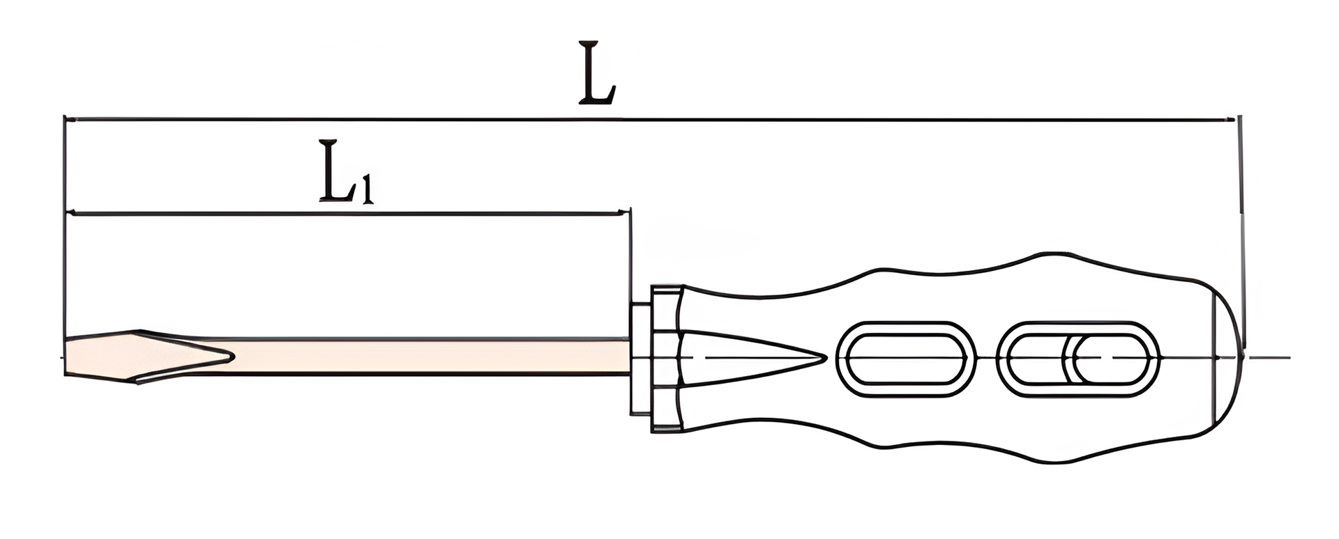 Отвертка шлицевая SL 7х150 (общ.265мм) искробезопасный сплав BeCu 260-1022, HORTZ