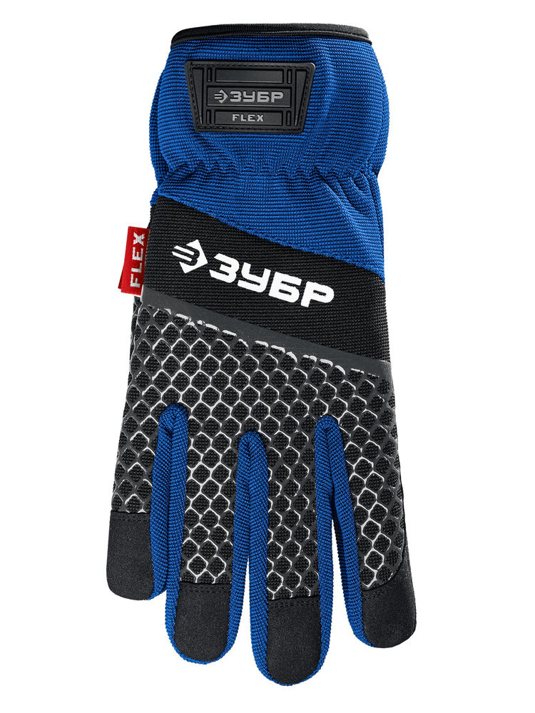 Перчатки комбинированные FLEX р.L (9), синие, работа с сенсорными экранами ЗУБР Профессионал 11477-L