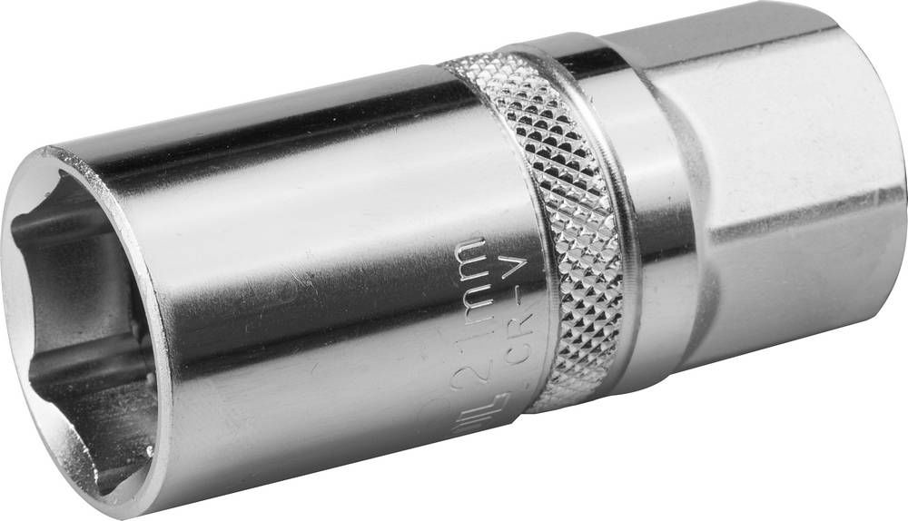 Головка торцовая свечная 21 мм, 1/2 с резиновой вставкой KRAFTOOL 27812-21