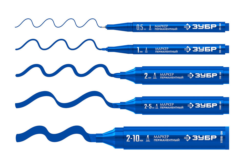 Перманентный маркер МП-300 синий, 2 мм ЗУБР 06322-7