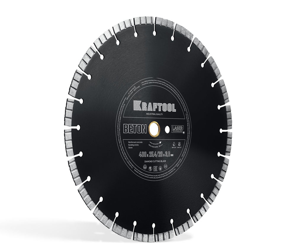 Алмазный диск BETON, 400 мм (25.4/20 мм, 12?3.6 мм) KRAFTOOL 36686-400_z01