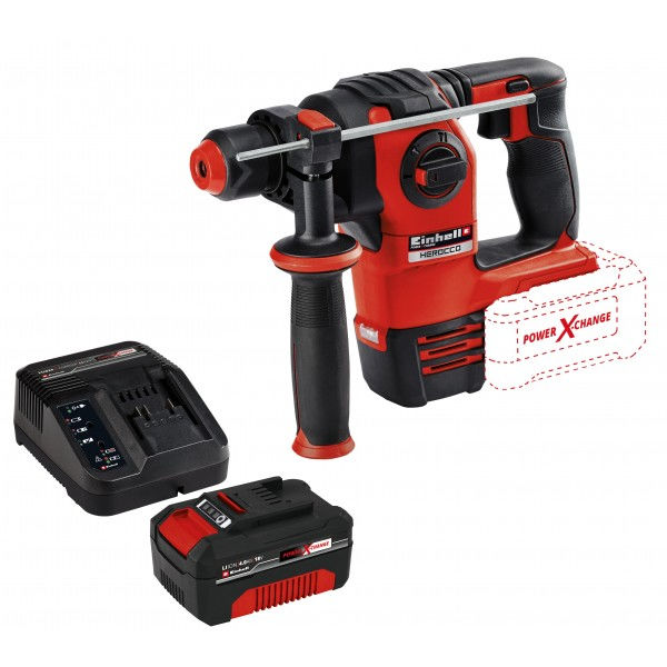 Перфоратор аккумуляторный Einhell PXC HEROCCO 18В,BL,3 режима,2,2Дж,20мм + 1 акк.4Ач 18В + ЗУ 3А (4513900SET)