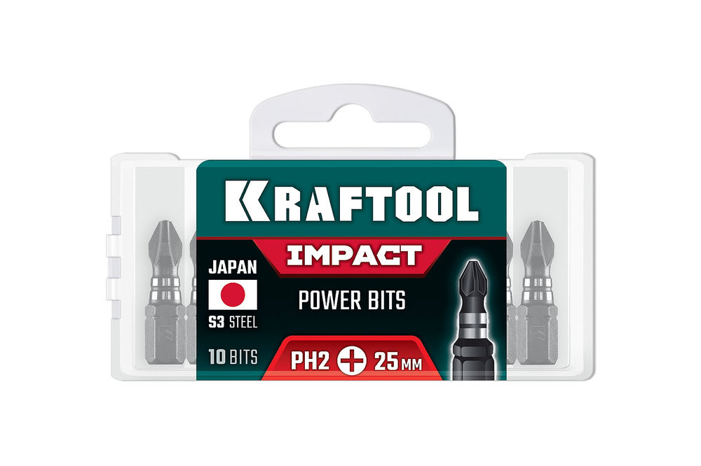Ударные биты Impact PH 2, 25 мм, 10 шт KRAFTOOL 26191-2-25-S10