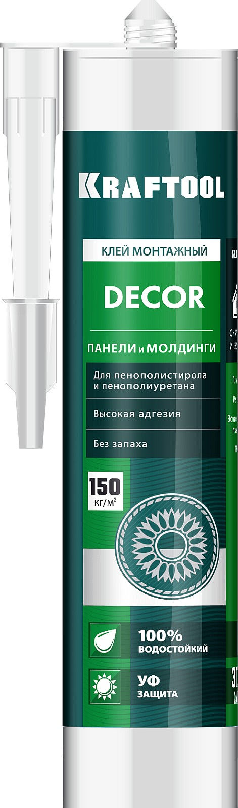Монтажный клей для молдингов DECOR, 310 мл, белый KRAFTOOL 41349_z01