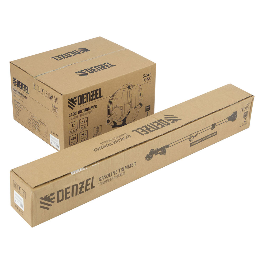 Триммер бензиновый DT 52S, 52 см3, 3 л. с, разъемная штанга, состоит из 2 частей Denzel (96227)