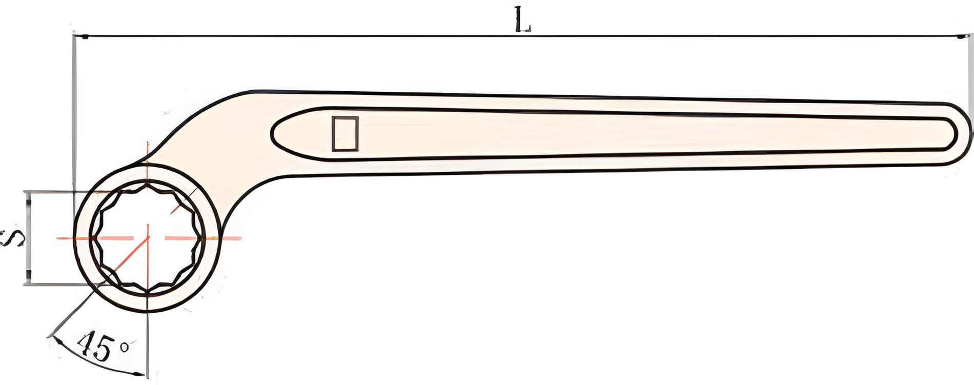 Ключ накидной изогнутый 16 искробезопасный сплав AlCu 157-16, HORTZ