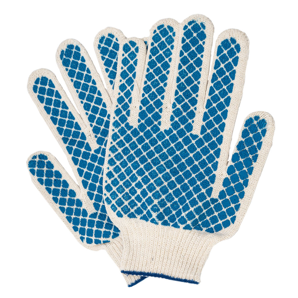 Перчатки х/б, ПВХ покрытие, Шахматный облив, 10 класс (67713)