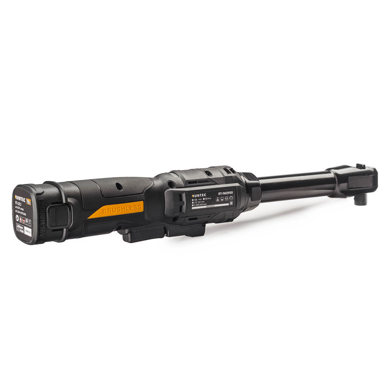 RUNTEC RT-IW2900 Гайковерт аккумуляторный удлинённый (трещотка) RUNTEC PRO 1/2 c переходником на 1/4, 16В, 2*2Ач, 85Нм (RT-IW2900)