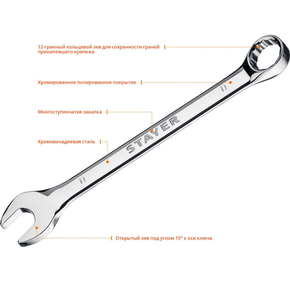 Ключ гаечный комбинированный 11 мм HERCULES Professional STAYER 27081-11