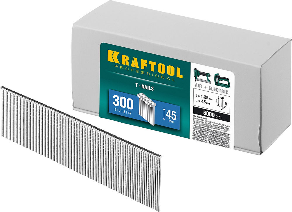 Гвозди тип 300 (47/J/F), 45 мм, калибр 18GA, 5000 шт KRAFTOOL 31785-45