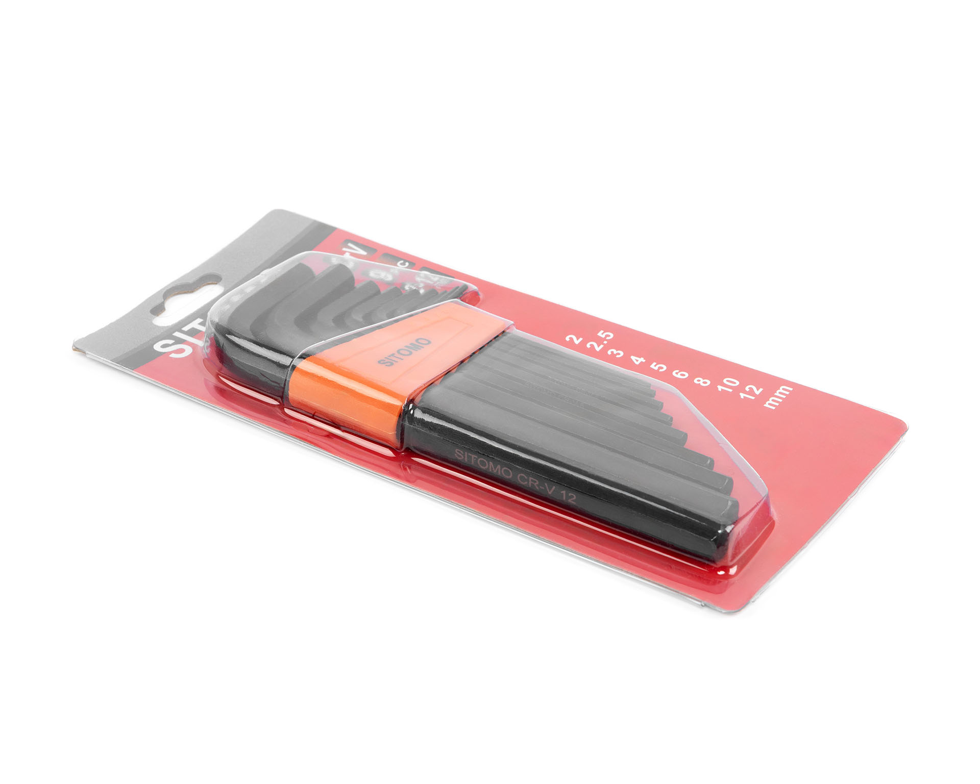 Набор удлиненных шестигранных ключей SITOMO HEX 2–12 мм, CrV, оксидирование, (9шт)