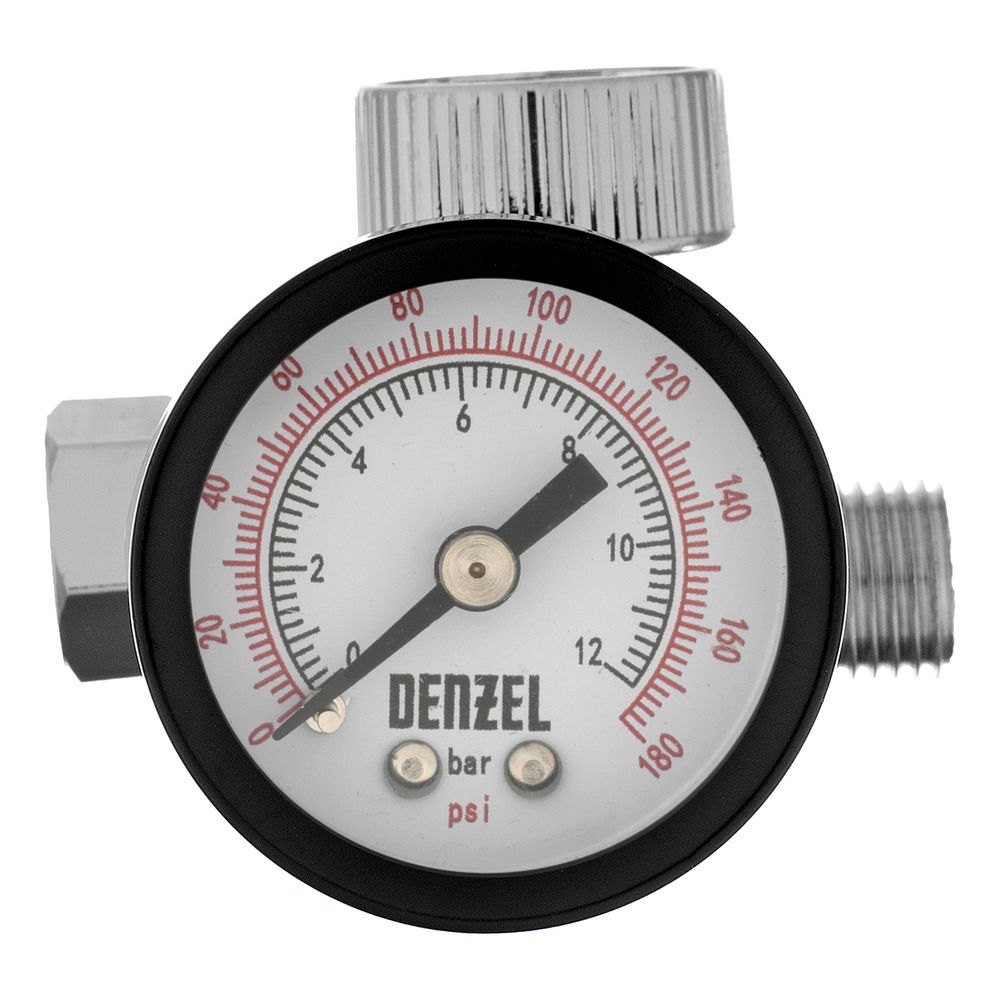 Регулятор давления с манометром для краскораспылителя K1500, 12 бар, 1/4 Denzel (57001)