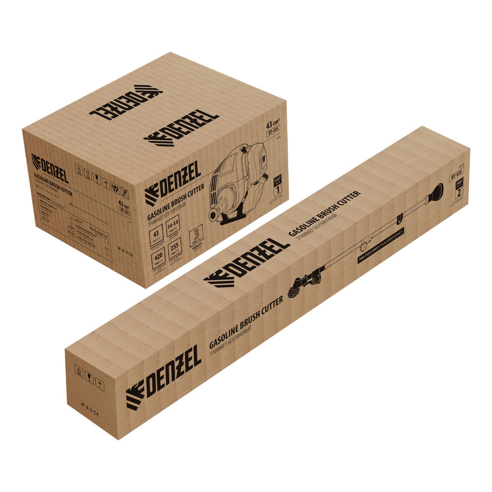 Триммер бензиновый DT 43S, 43 см3, 2.5 л. с, разъемная штанга, состоит из 2 частей Denzel (96225)