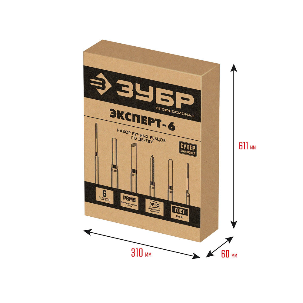 Набор ручных резцов по дереву Эксперт-6 6 предм ЗУБР Профессионал 18370