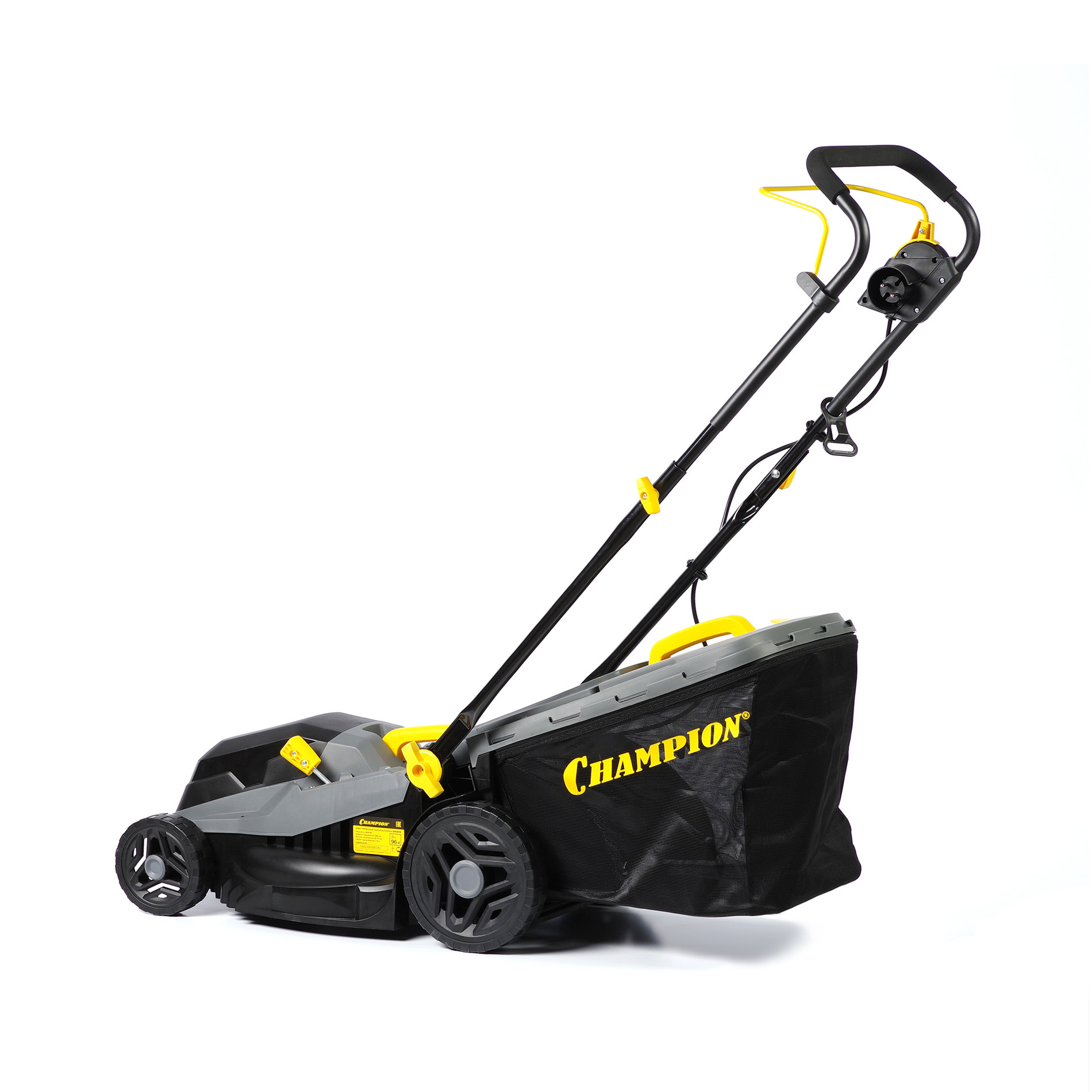 Газонокосилка эл. CHAMPION EM3816 (1,6 кВт пласт.+ткань травосб. 42л ширина 380мм 30-75мм, 11,3кг) (EM3816)