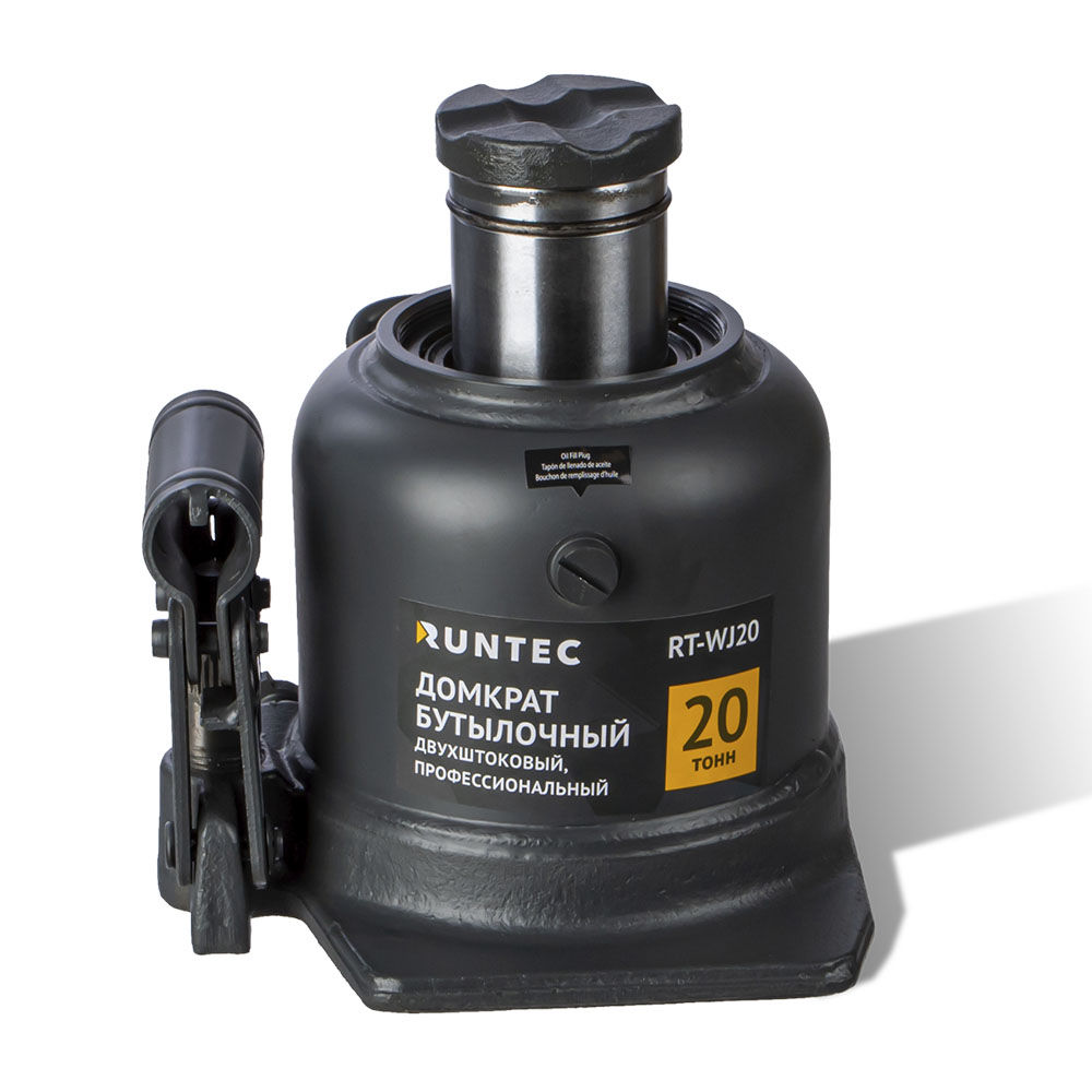 RUNTEC RT-WJ20 Домкрат бутылочный, двухштоковый,профессиональный 20 т, 150-245 мм (RT-WJ20)