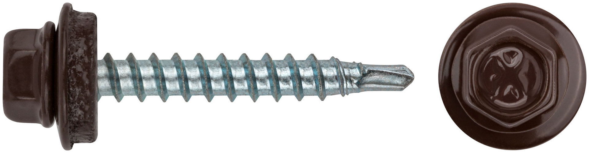 Шурупы кровельные со сверлом 4.8 х 32, коричневый RAL-8017 100шт. Фасовка (23567-0)