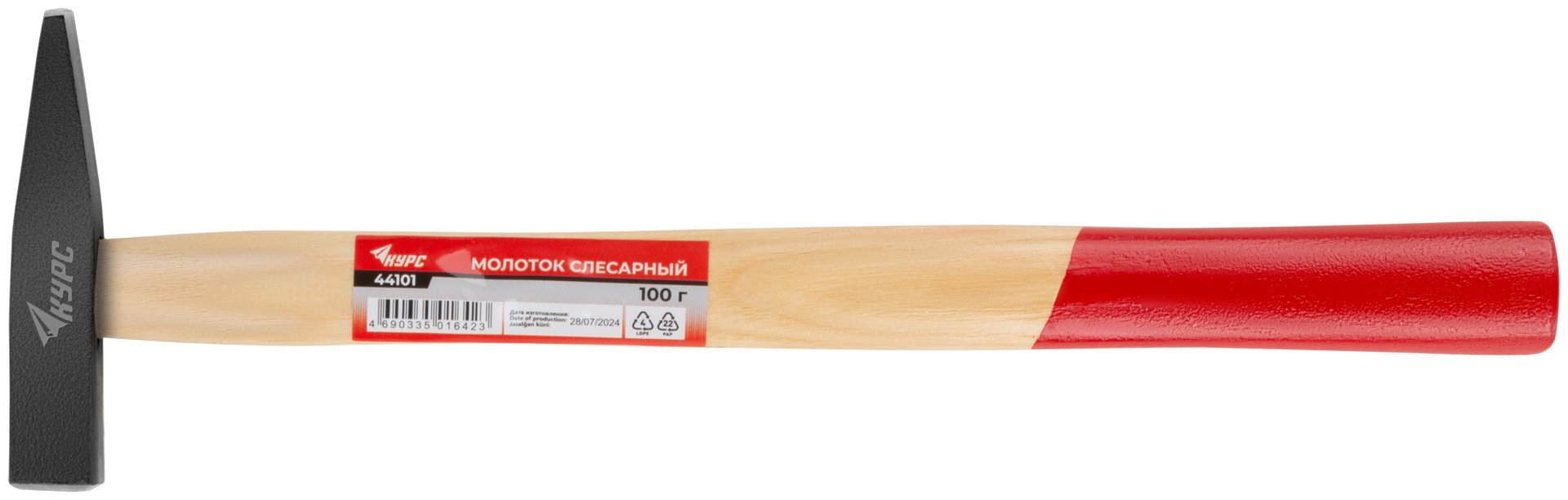Молоток слесарный, деревянная ручка Оптима 100 гр. (44101)