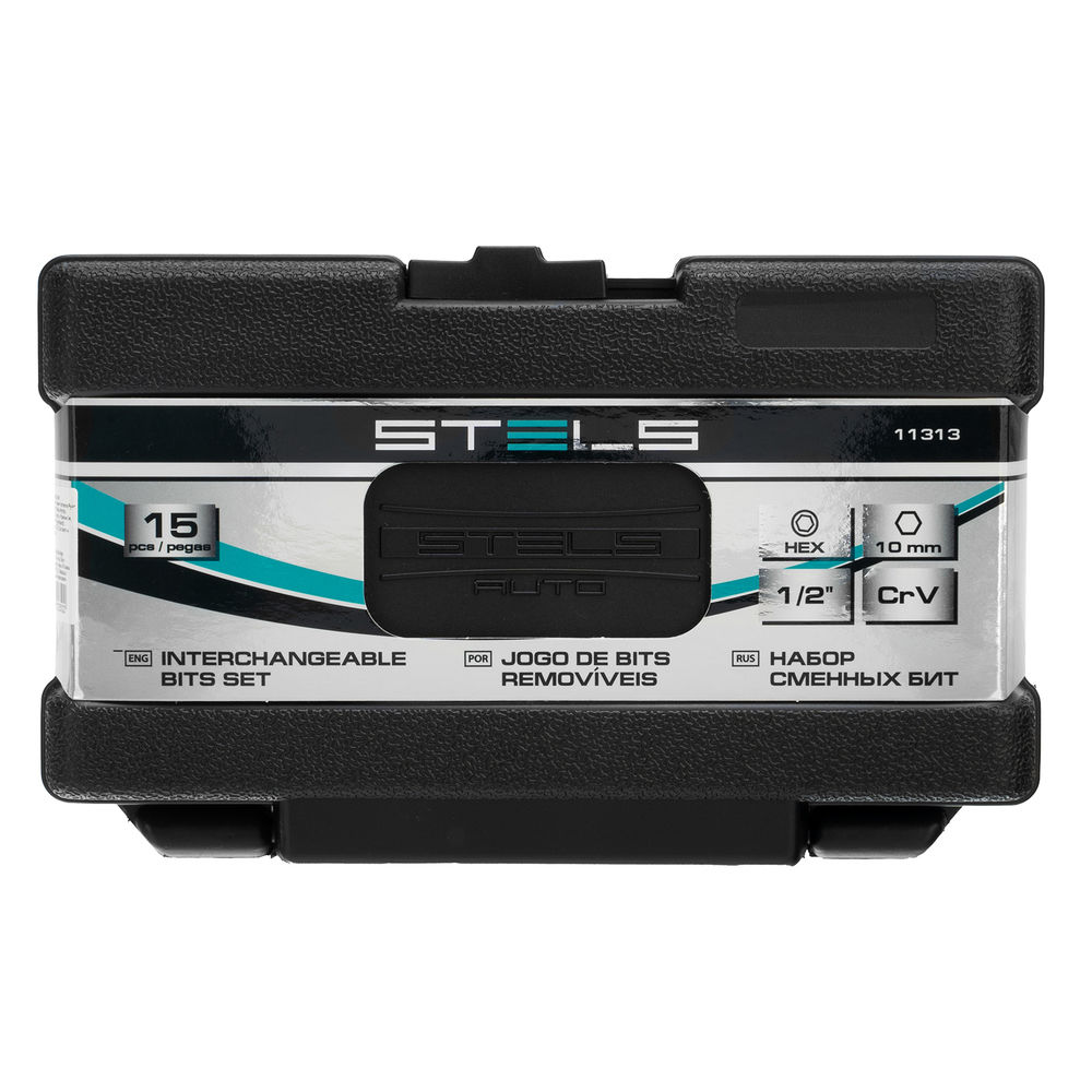Набор бит HEX, шестигранный хвостовик 1/2, CrV, 10 мм, 15 предметов Stels (11313)