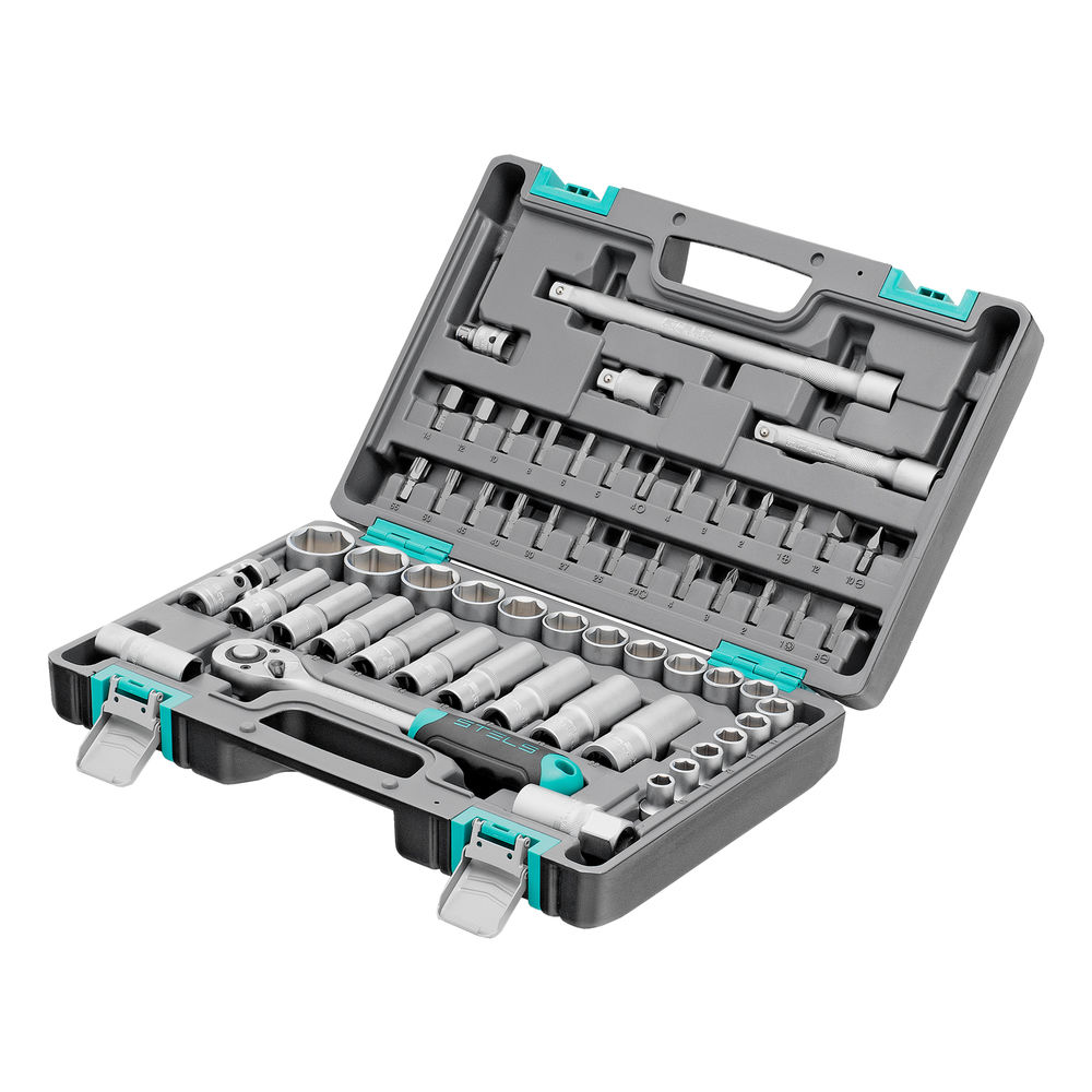 Набор инструментов, 1/2, CrV, пластиковый кейс 60 предметов Stels