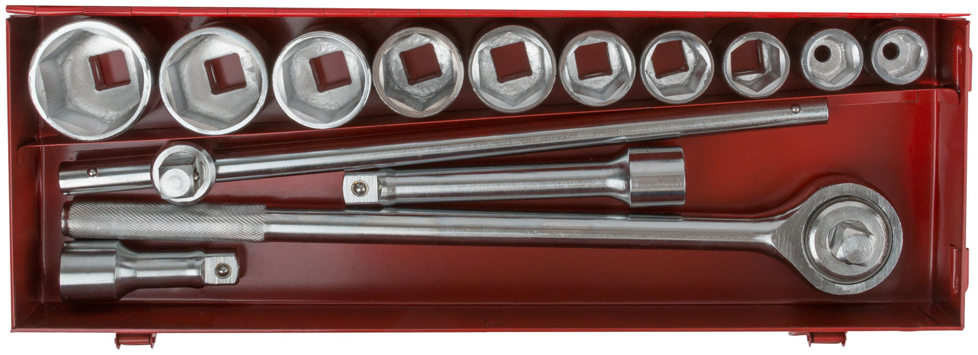 Набор: вороток (трещотка) 3/4 + головки 22-50 мм, 14 шт.