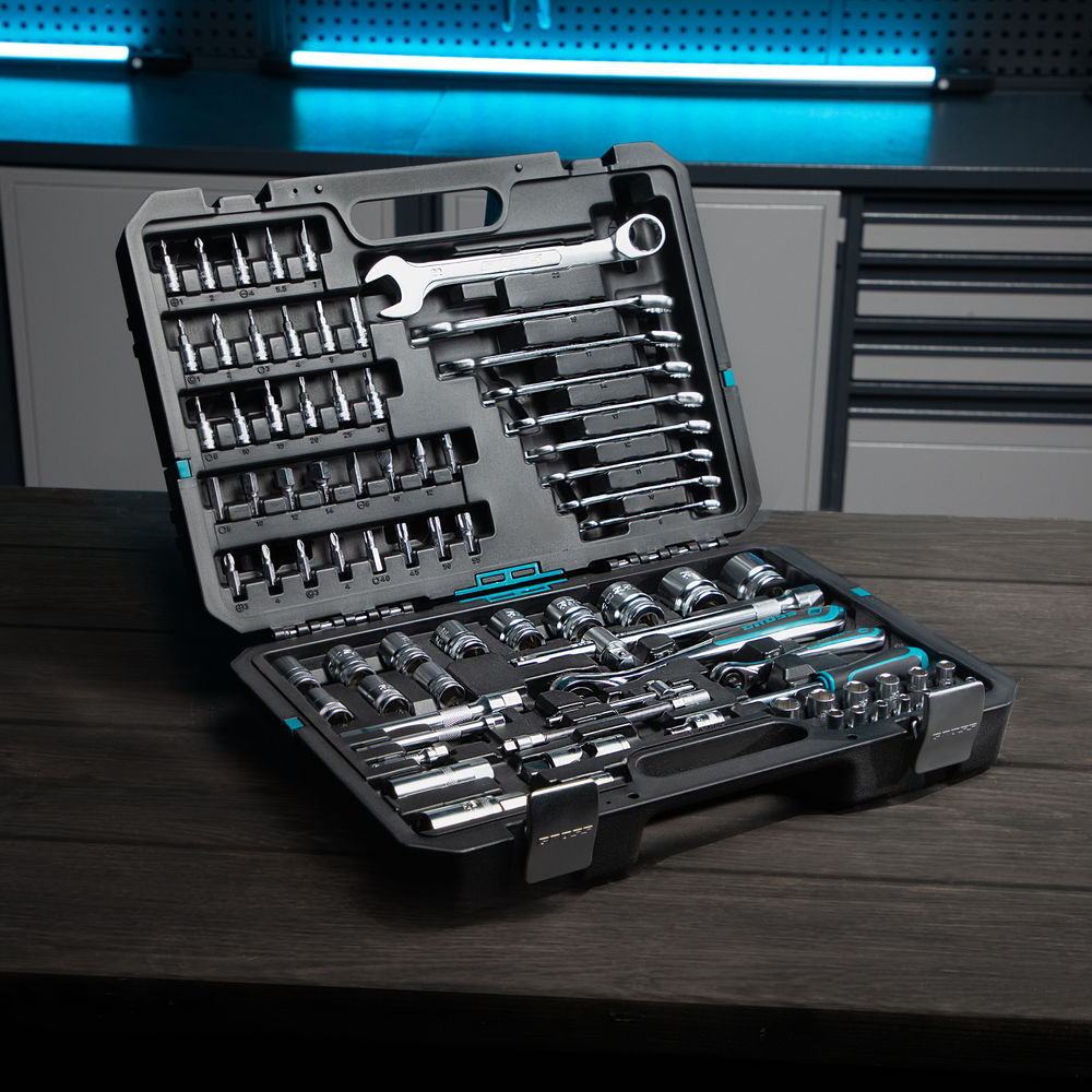 Набор инструментов, 1/4, 1/2, CrV, 120 зубьев, 82 предмета Gross