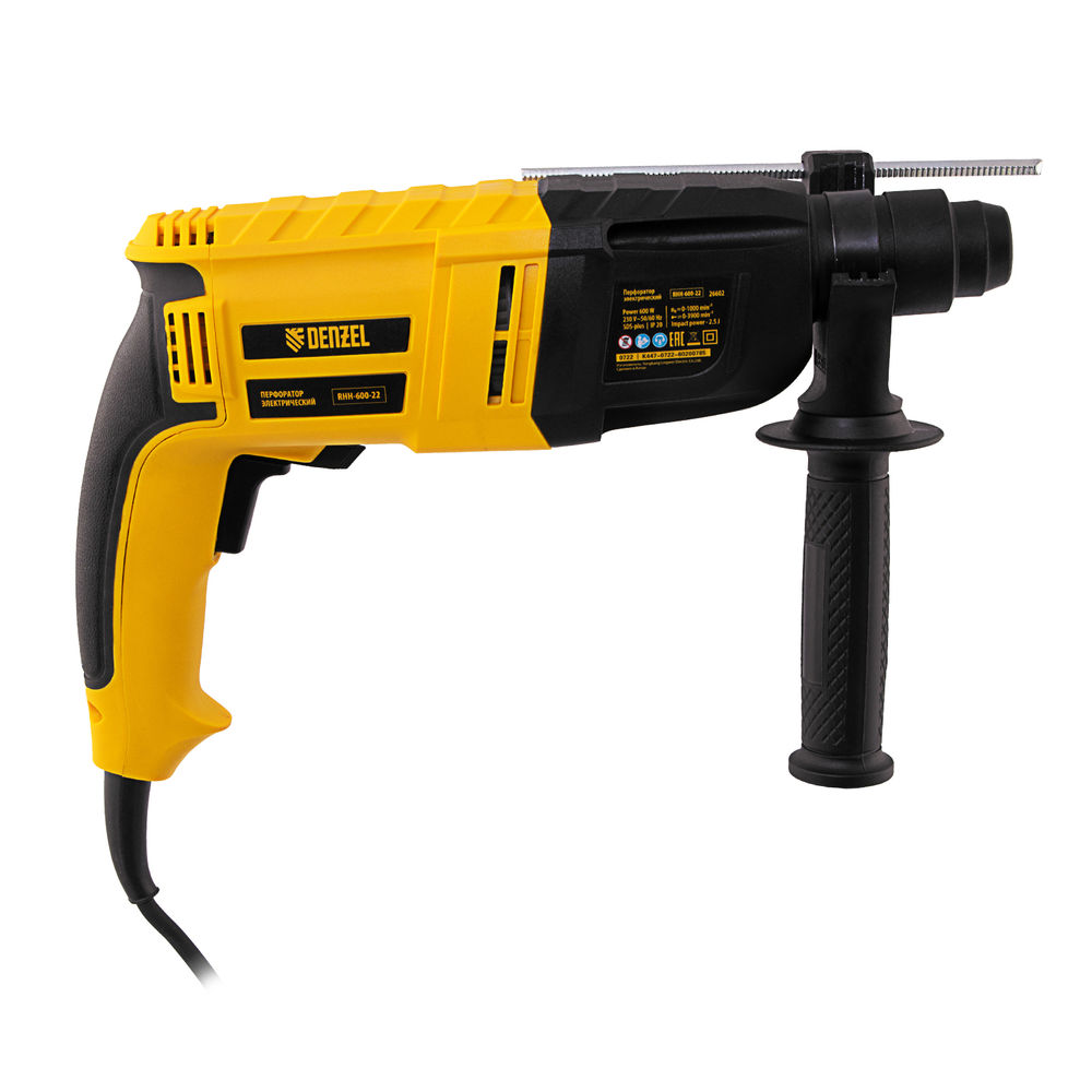 Перфоратор электрический RHH-600-22, SDS-plus, 600 Вт, 2,5 Дж, 2 реж. Denzel (26602)
