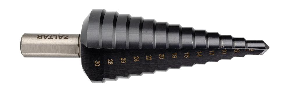 Сверло ступенчатое, HSS TiAlN, Gr.3, O6-30 мм, прямая канавка, трёхплоскостной хвостовик (ZA-50068)